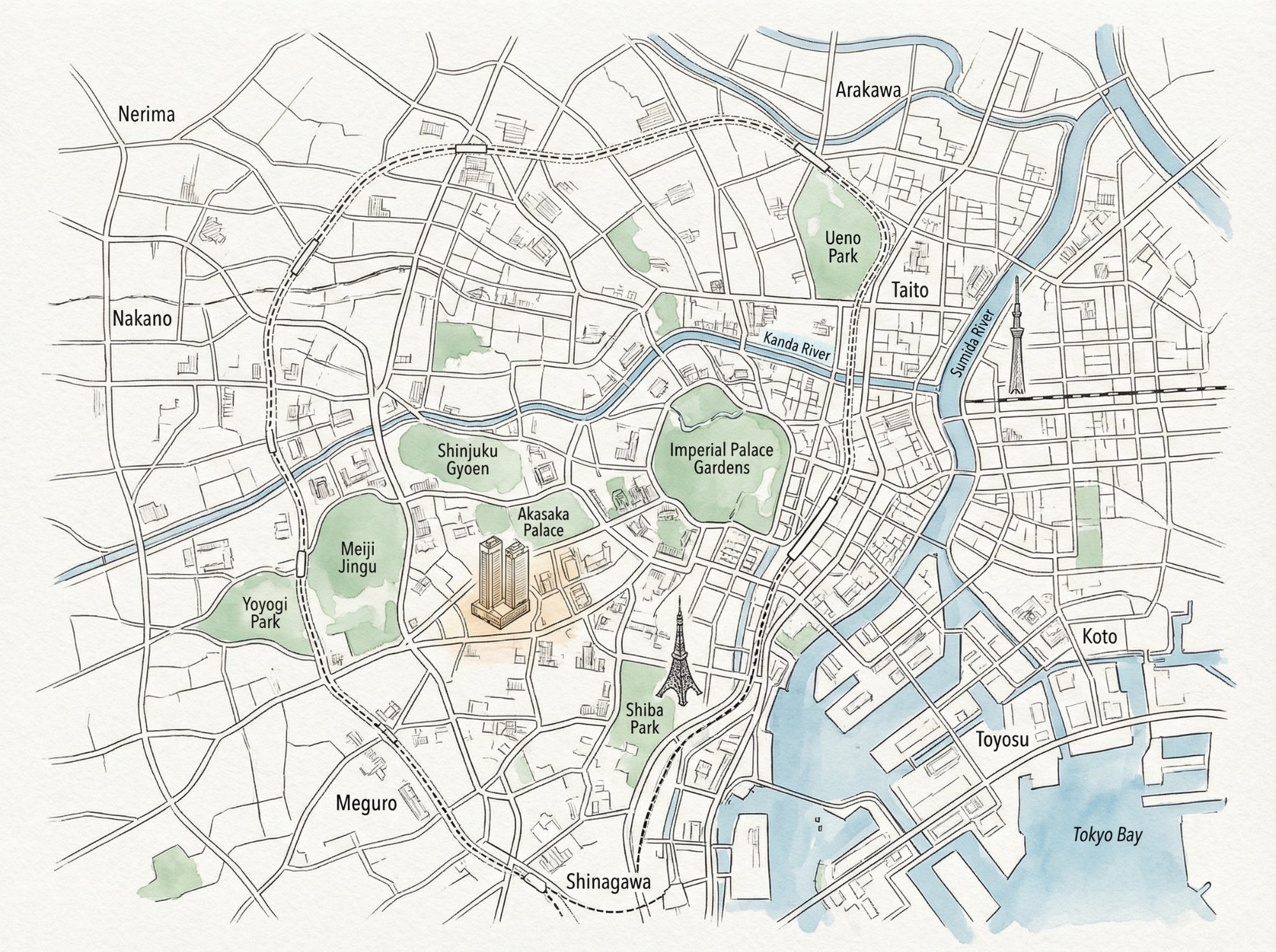 Tokyo illustration map